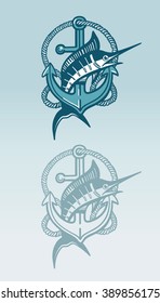 Swordfish and anchor symbol.