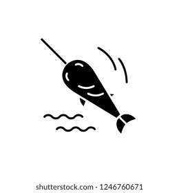 Swordfish black icon, vector sign on isolated background. Swordfish concept symbol, illustration 