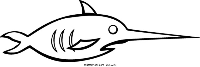 swordfish black and white vector illustration