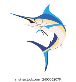 swordfish or blue marlin fish wild nature ocean big and sharp animal with jumping pose sea creature