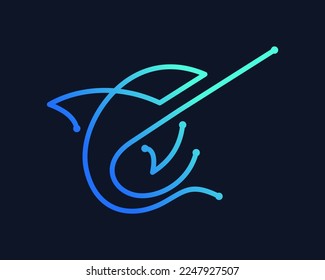 Swordfish Fish Sea Ocean Sailfish Marlin Connection Technology Digital Futuristic Vector Logo Design