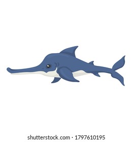 Swordfish flat illustration. Cartoon vector shark.