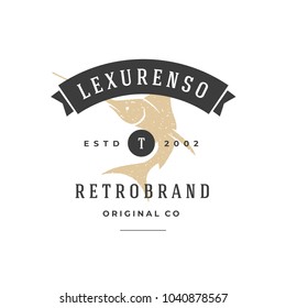 Swordfish hand drawn logo isolated on white background vector illustration for labels, badges, t-shirt and other design.