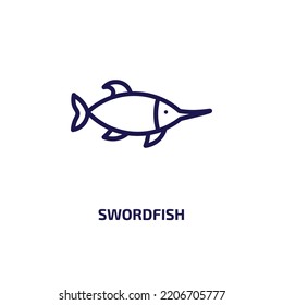 swordfish icon from animals collection. Thin linear swordfish, sea, fish outline icon isolated on white background. Line vector swordfish sign, symbol for web and mobile