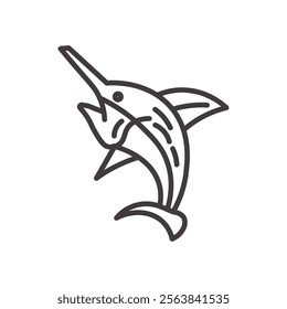 Swordfish Icon Depicting a Marine Predator in Black and White