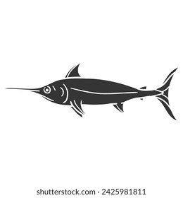 Swordfish Icon Silhouette Illustration. Fish Vector Graphic Pictogram Symbol Clip Art. Doodle Sketch Black Sign.