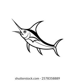 swordfish of a line art vector (2)