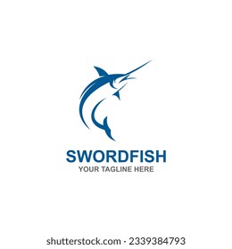 Swordfish Logo isolated on white background. Design swordfish for logo, Simple and clean flat design of the swordfish logo template. Suitable for your design need, logo, illustration, animation, etc.