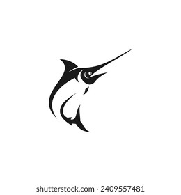 Swordfish Logo isolated on white background. Design swordfish for logo, Simple and clean flat design of the swordfish logo template. Suitable for your design need, logo, illustration, animation, etc.