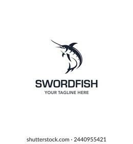  Swordfish  Logo isolated on white background. Design swordfish for logo, Simple and clean flat design of the swordfish logo template. Suitable for your design need, logo, illustration, animation.