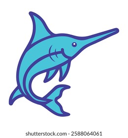 Swordfish marine life icon illustration