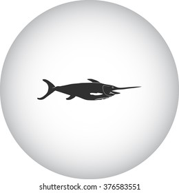 Swordfish marlin simple icon on colorful round background