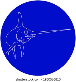 Swordfish Outline in a Blue Circle