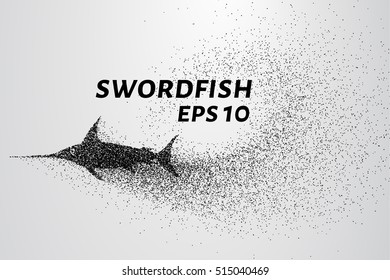 Swordfish from the particles. Swordfish is made up of little circles and dots.