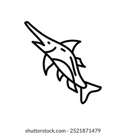 Swordfish Sea BassOutline Icon, Vector illustration