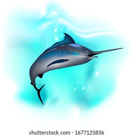 Swordfish in the sea. Wall stickers