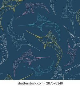 Swordfish Seamless Vector Pattern