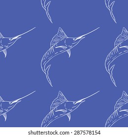 Swordfish Seamless Vector Pattern