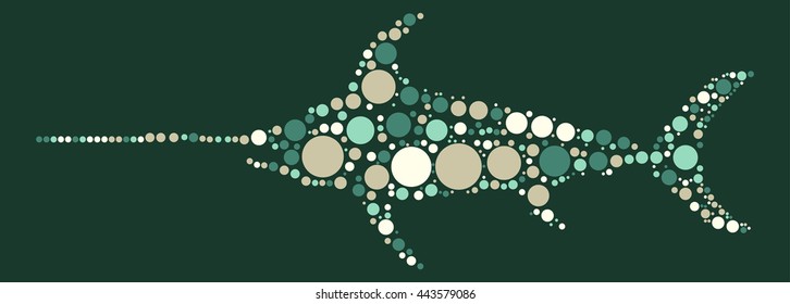 swordfish shape vector design by color point