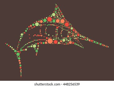 swordfish shape vector design by color point