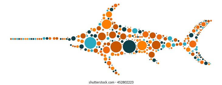 swordfish shape vector design by color point