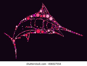swordfish shape vector design by color point