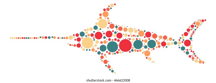 swordfish shape vector design by color point