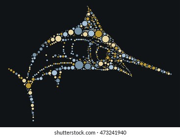 swordfish shape vector design by color point