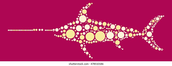 swordfish shape vector design by color point