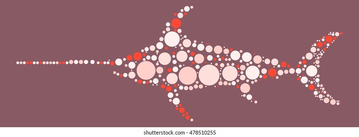 swordfish shape vector design by color point