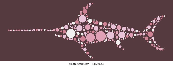 swordfish shape vector design by color point