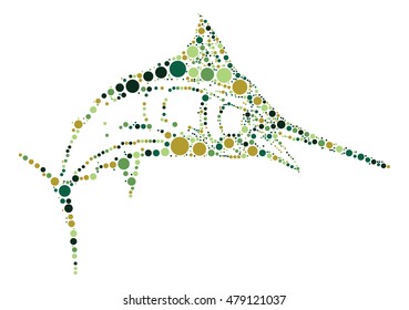 swordfish shape vector design by color point