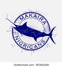 Swordfish stamp logo. Vector and illustration. 