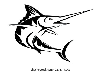 swordfish vector black colored curved