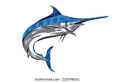 swordfish vector blue colored curved