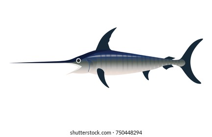 Swordfish. Vector illustration isolated on the white background