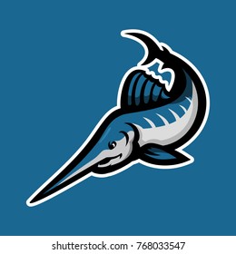 Swordfish vector, Marlin vector, Angry fish logo