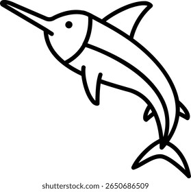 Swordfish Vector Outline Icon Illustration