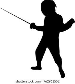 swordplayer girl, silhouette vector