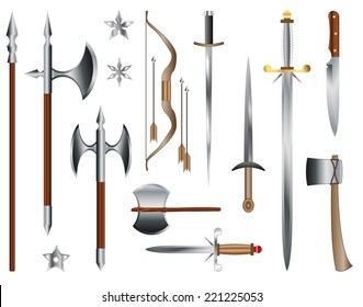 Swords Axes Bow Medieval Weapons Vectors Stock Vector (Royalty Free ...