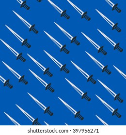 Swords back pattern seamless blue