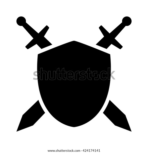 Swords Blades Crossed Sheath Shield Flat Stock Vector (Royalty Free ...