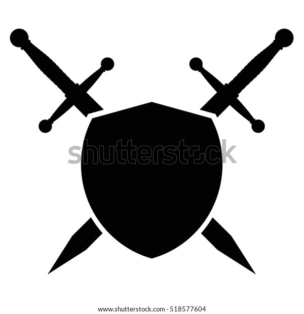 Swords Blades Crossed Sheath Shield Flat Stock Vector (Royalty Free ...