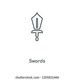 Swords concept line icon. Linear Swords concept outline symbol design. This simple element illustration can be used for web and mobile UI/UX.