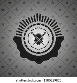 swords crossed with shield icon inside retro style black emblem