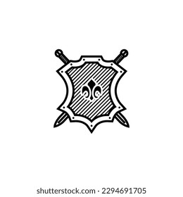 Swords, Flags, and Shield Sign Object Icons Vector