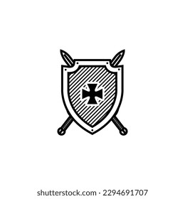 Swords, Flags, and Shield Sign Object Icons Vector