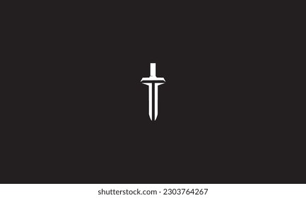 Schwerter im Flachstil und Silhouetten einzeln auf schwarzem Hintergrund.