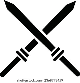 Schwerter im Flachstil und Silhouetten einzeln auf weißem Hintergrund. Symbolsatz alter Schwerter. Vektorgrafik. Mittelalterliche Schwerter