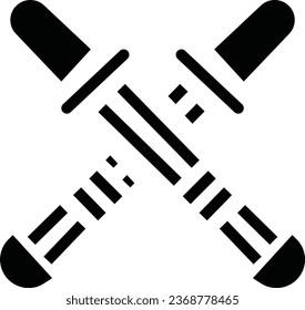 Swords in flat style and silhouettes isolated on white background. Icon set of ancient swords. Vector . Medieval swords